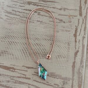 Kendra Scott Lilith Long Pendant Necklace In Abalone Shell / Rose Gold